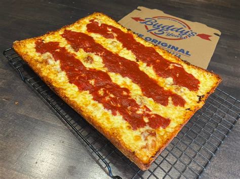 Buddys pizza detroit - In 1946, Detroit-Style Pizza was born at Buddy’s Rendezvous Pizzeria on Six Mile and Conant street on Detroit’s eastside. What makes a pizza Detroit-Style? The …